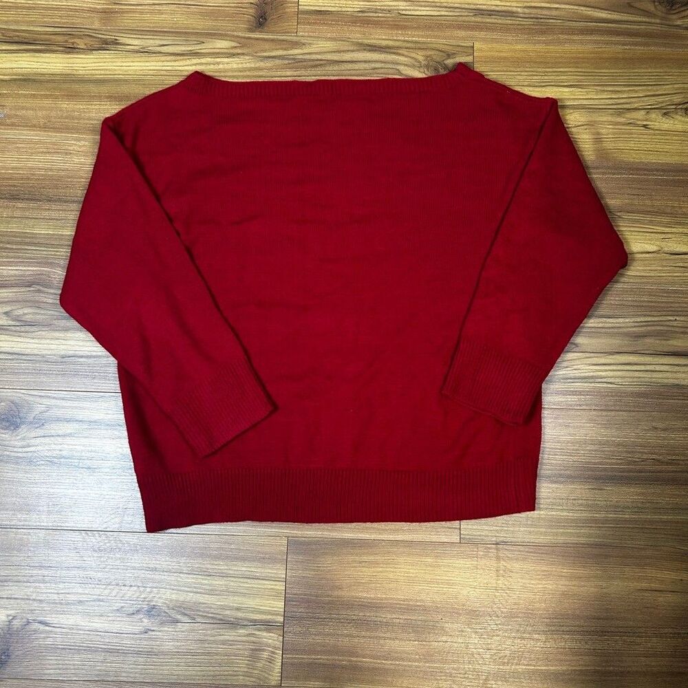 Shein Curve Red Boat Neck Sweater Womens Plus Size 3XL Acrylic Knit Pullover